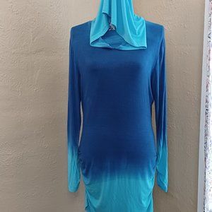 ** LAST CHANCE SALE** Blue Ombre pull over hooded tunic, Wmn Large